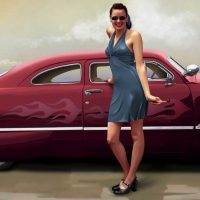 1400x618_3976_My_Two_Girls_2d_realism_girl_woman_old_car_vintage_picture_image_digital_art